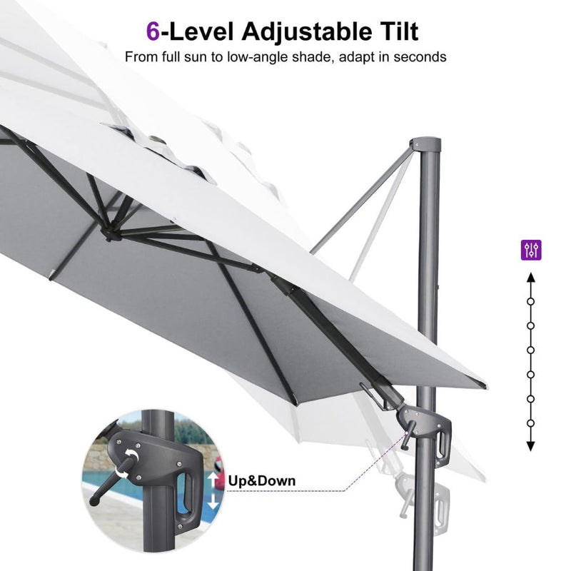 PURPLE LEAF UV Resistant Left-right Tilting Patio Umbrella Swivel Outdoor Umbrella