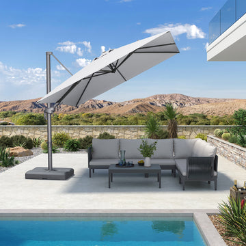 PURPLE LEAF 8x8ft Eco-Friendly Tilting Patio Umbrella, Ash Mocha