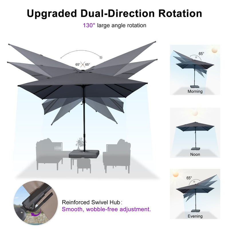 PURPLE LEAF UV Resistant Left-right Tilting Patio Umbrella Swivel Outdoor Umbrella