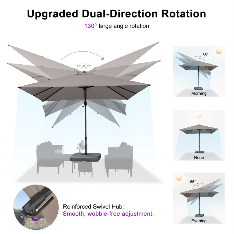 PURPLE LEAF UV Resistant Left-right Tilting Patio Umbrella Swivel Outdoor Umbrella