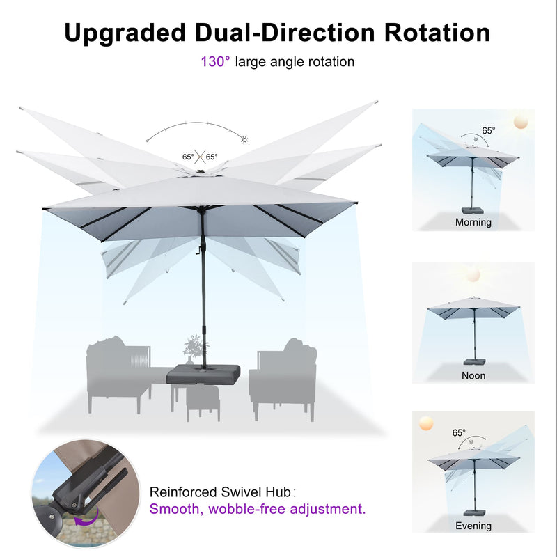 PURPLE LEAF UV Resistant Left-right Tilting Patio Umbrella Swivel Outdoor Umbrella