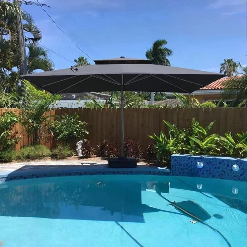 PURPLE LEAF Double Top Cantilever Patio Umbrella UV50+ Fade Resistant Outdoor Umbrellas