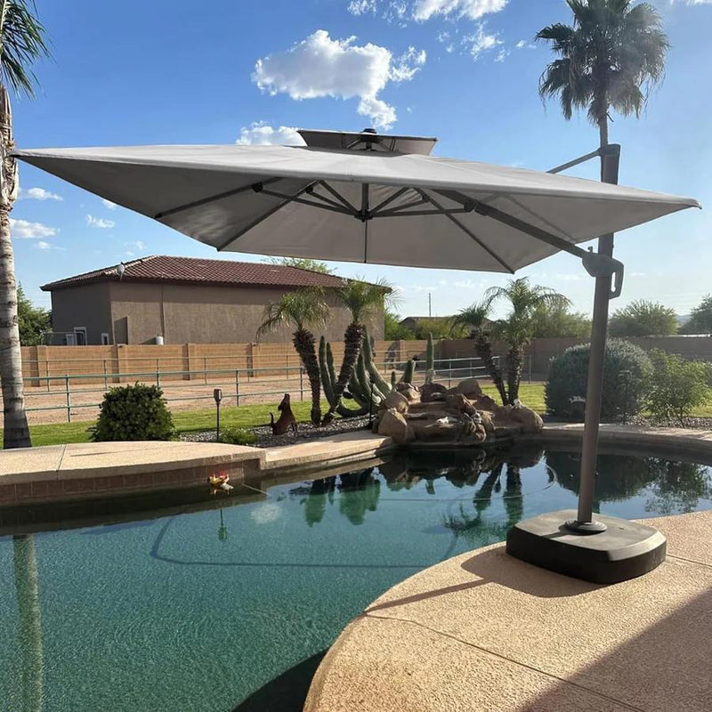 PURPLE LEAF Double Top Cantilever Patio Umbrella UV50+ Fade Resistant Outdoor Umbrellas