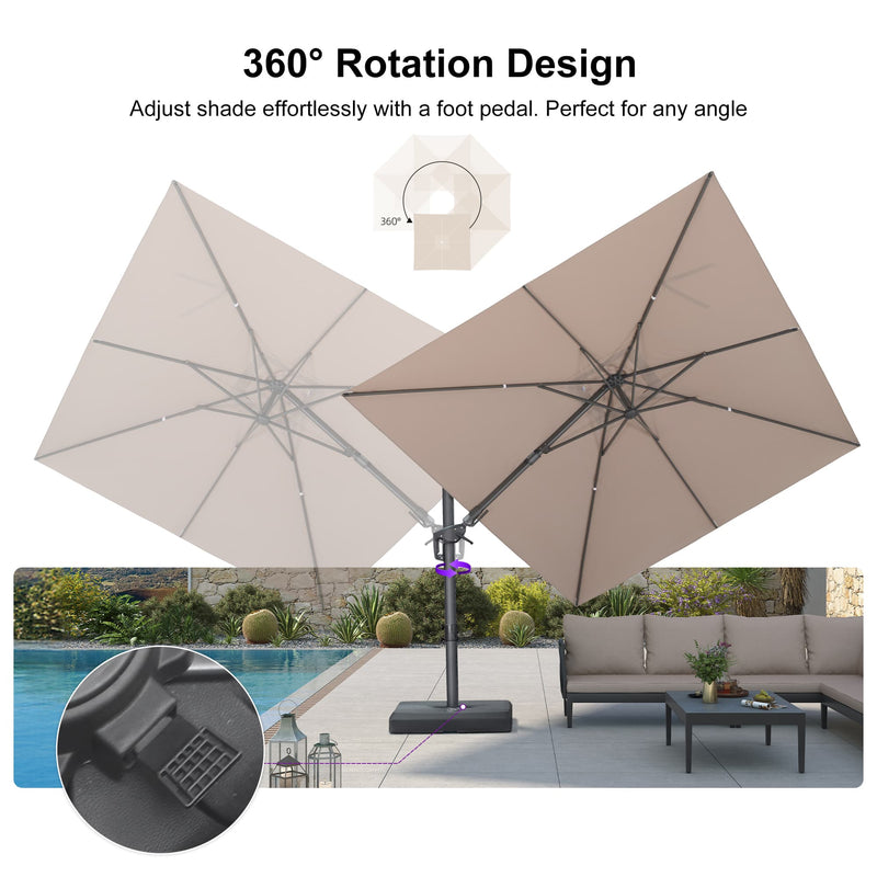 PURPLE LEAF UV Resistant Left-right Tilting Patio Umbrella Swivel Outdoor Umbrella