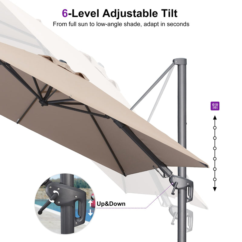 PURPLE LEAF UV Resistant Left-right Tilting Patio Umbrella Swivel Outdoor Umbrella