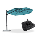 PURPLE LEAF Affordable Outdoor Umbrella with Base, Round Cantilever Umbrella for Garden