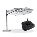 PURPLE LEAF Affordable Outdoor Umbrella with Base, Round Cantilever Umbrella for Garden
