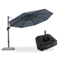 PURPLE LEAF Affordable Outdoor Umbrella with Base, Round Cantilever Umbrella for Garden