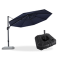 PURPLE LEAF Affordable Outdoor Umbrella with Base, Round Cantilever Umbrella for Garden