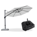 PURPLE LEAF Affordable Outdoor Umbrella with Base, Round Cantilever Umbrella for Garden