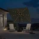 PURPLE LEAF Black Frame Tilting Market Umbrella with Lights Table Umbrella with Base Outside Patio