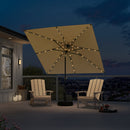 PURPLE LEAF Black Frame Tilting Market Umbrella with Lights Table Umbrella with Base Outside Patio