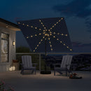 PURPLE LEAF Black Frame Tilting Market Umbrella with Lights Table Umbrella with Base Outside Patio