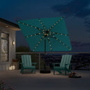 PURPLE LEAF Black Frame Tilting Market Umbrella with Lights Table Umbrella with Base Outside Patio