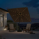 PURPLE LEAF Black Frame Tilting Market Umbrella with Lights Table Umbrella with Base Outside Patio
