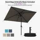 PURPLE LEAF Black Frame Outdoor Market Umbrellas Yard Tilting Patio Table Umbrella with Base