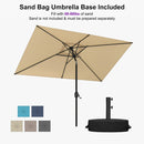 PURPLE LEAF Black Frame Outdoor Market Umbrellas Yard Tilting Patio Table Umbrella with Base