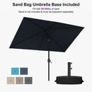 PURPLE LEAF Black Frame Outdoor Market Umbrellas Yard Tilting Patio Table Umbrella with Base