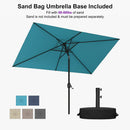PURPLE LEAF Black Frame Outdoor Market Umbrellas Yard Tilting Patio Table Umbrella with Base