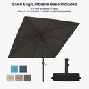 PURPLE LEAF Black Frame Outdoor Market Umbrellas Yard Tilting Patio Table Umbrella with Base