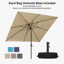 PURPLE LEAF Black Frame Outdoor Market Umbrellas Yard Tilting Patio Table Umbrella with Base