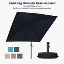 PURPLE LEAF Black Frame Outdoor Market Umbrellas Yard Tilting Patio Table Umbrella with Base