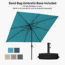 PURPLE LEAF Black Frame Outdoor Market Umbrellas Yard Tilting Patio Table Umbrella with Base