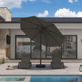 PURPLE LEAF Black Frame Outdoor Market Umbrellas Yard Tilting Patio Table Umbrella with Base