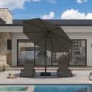 PURPLE LEAF Black Frame Outdoor Market Umbrellas Yard Tilting Patio Table Umbrella with Base
