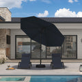 PURPLE LEAF Black Frame Outdoor Market Umbrellas Yard Tilting Patio Table Umbrella with Base