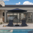 PURPLE LEAF Black Frame Outdoor Market Umbrellas Yard Tilting Patio Table Umbrella with Base