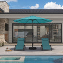 PURPLE LEAF Black Frame Outdoor Market Umbrellas Yard Tilting Patio Table Umbrella with Base