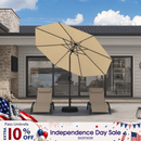 PURPLE LEAF Black Frame Outdoor Market Umbrellas Yard Tilting Patio Table Umbrella with Base