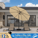PURPLE LEAF Black Frame Outdoor Market Umbrellas Yard Tilting Patio Table Umbrella with Base