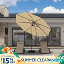 PURPLE LEAF Black Frame Outdoor Market Umbrellas Yard Tilting Patio Table Umbrella with Base