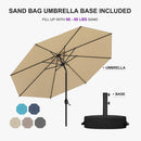 PURPLE LEAF Black Frame Outdoor Market Umbrellas Yard Tilting Patio Table Umbrella with Base
