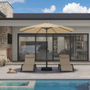 PURPLE LEAF Black Frame Outdoor Market Umbrellas Yard Tilting Patio Table Umbrella with Base