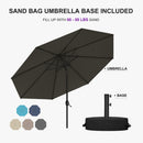 PURPLE LEAF Black Frame Outdoor Market Umbrellas Yard Tilting Patio Table Umbrella with Base