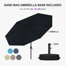 PURPLE LEAF Black Frame Outdoor Market Umbrellas Yard Tilting Patio Table Umbrella with Base