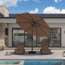 PURPLE LEAF Black Frame Outdoor Market Umbrellas Yard Tilting Patio Table Umbrella with Base
