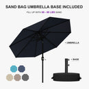 PURPLE LEAF Black Frame Outdoor Market Umbrellas Yard Tilting Patio Table Umbrella with Base