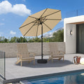 PURPLE LEAF Black Frame Outdoor Market Umbrellas Yard Tilting Patio Table Umbrella with Base