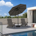 PURPLE LEAF Black Frame Outdoor Market Umbrellas Yard Tilting Patio Table Umbrella with Base-r75GY