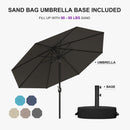 PURPLE LEAF Black Frame Outdoor Market Umbrellas Yard Tilting Patio Table Umbrella with Base