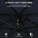 PURPLE LEAF Black Frame Outdoor Market Umbrellas Yard Tilting Patio Table Umbrella with Base