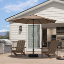 PURPLE LEAF Black Frame Outdoor Market Umbrellas Yard Tilting Patio Table Umbrella with Base