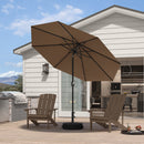 PURPLE LEAF Black Frame Outdoor Market Umbrellas Yard Tilting Patio Table Umbrella with Base