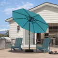 PURPLE LEAF Black Frame Outdoor Market Umbrellas Yard Tilting Patio Table Umbrella with Base-r9-turquoise blue-tilt-space