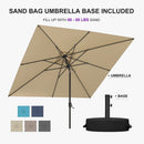 PURPLE LEAF Black Frame Outdoor Market Umbrellas Yard Tilting Patio Table Umbrella with Base