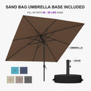 PURPLE LEAF Black Frame Outdoor Market Umbrellas Yard Tilting Patio Table Umbrella with Base